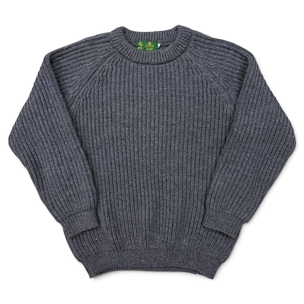 Vintage Hand Craft Ltd Fisherman Dark Gray Crewneck Sweater Wool Great Britain L